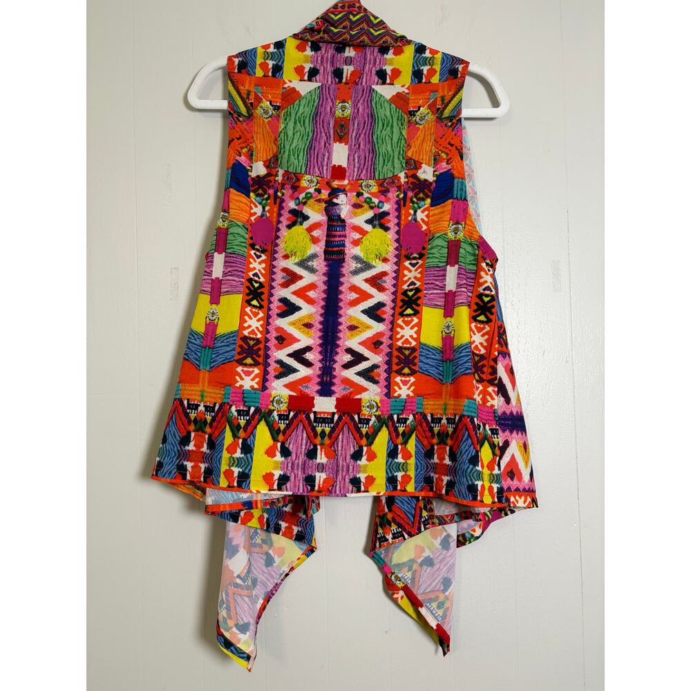 Soft Surroundings Copa Cabana L/XL Colorful Open Drape Front Vest - Picture 2 of 5